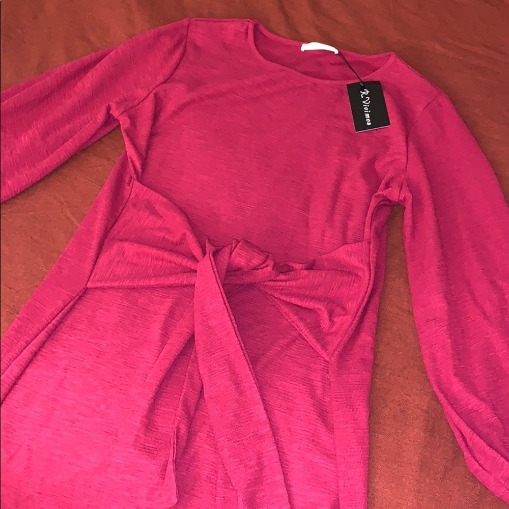 Long-Sleeved Tie-waist Dress